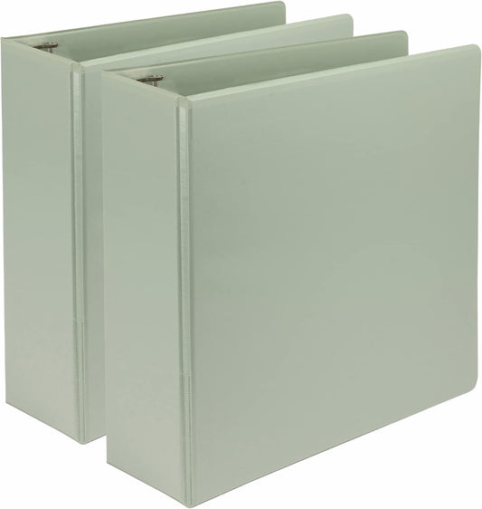 Samsill Plant-Based 3 Inch Durable D-Ring, Made in USA, View Binder, Eco-Friendly, USDA Certified Biobased, 2 Pack, Sage Green