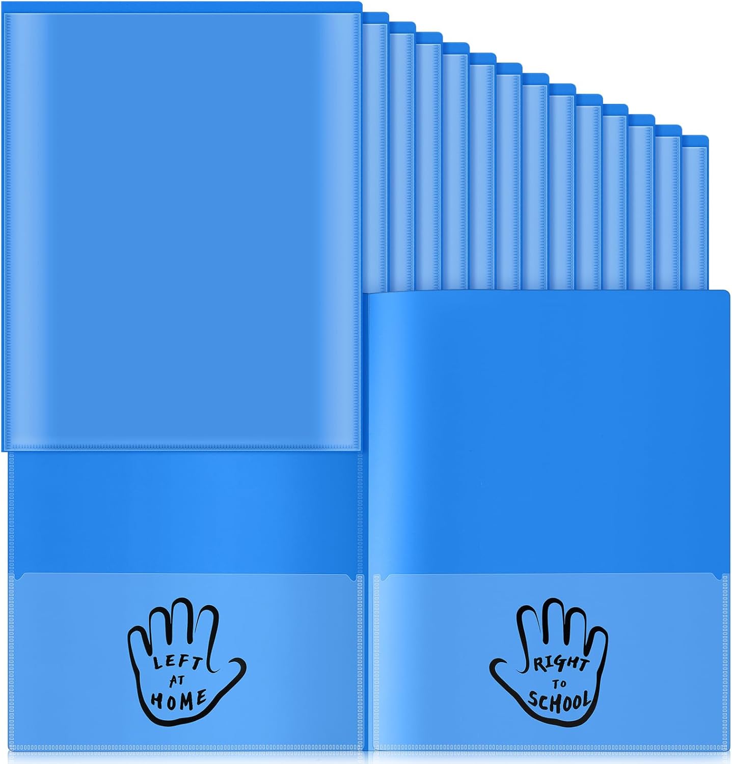 Henoyso 24 Piece Two Pocket Parent Teacher Communication Folder Homework Take Home Folders with Clear Front Pocket Plastic Heavy Duty Fit Letter Size for Home and School 11.8 x 9.45(Blue)