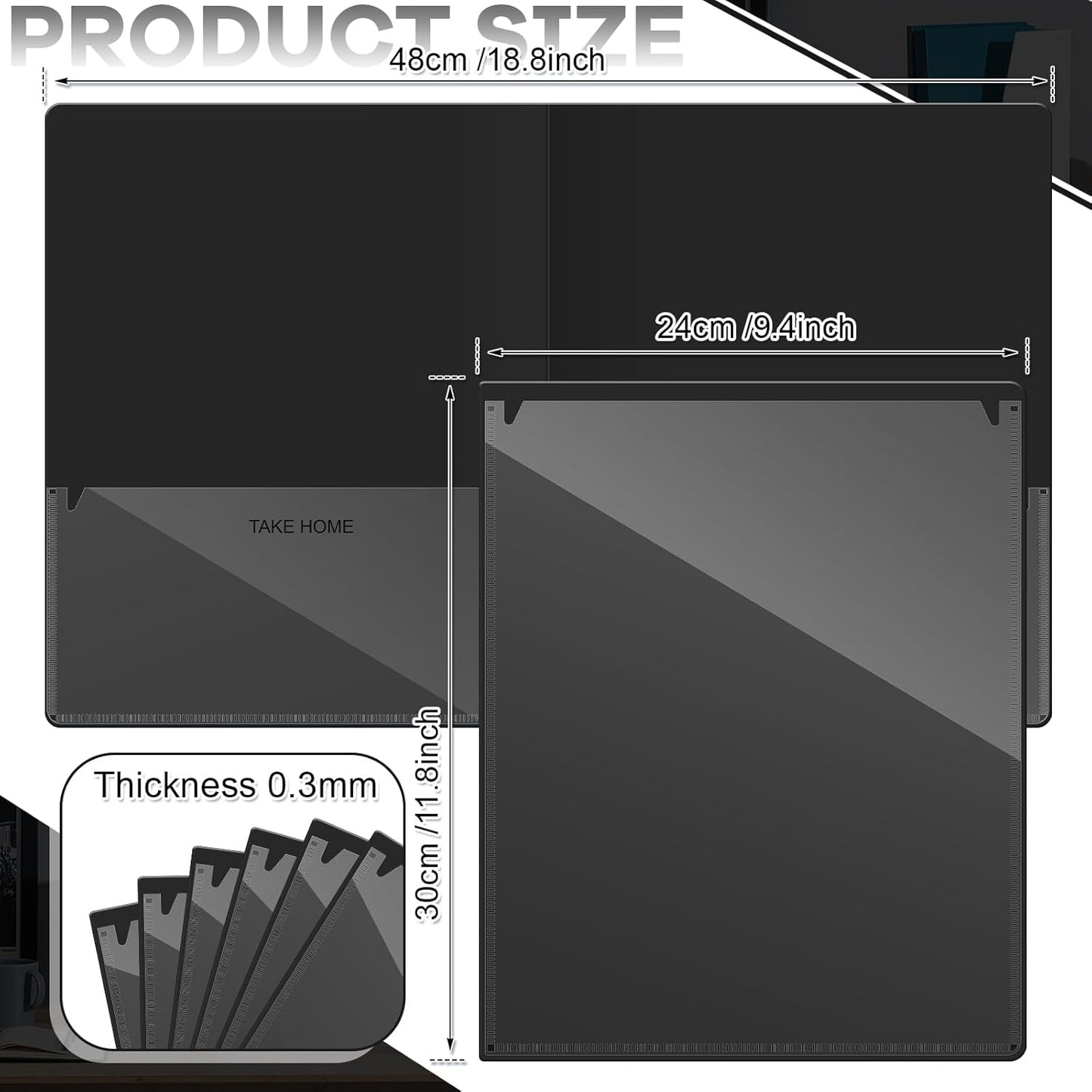 Henoyso 24 Pcs Folders with Pocket School to Home Folder Heavy Duty 2 Pocket Homework Folders with Clear Front Pockets for School Students Parent Teacher Communication (Black)