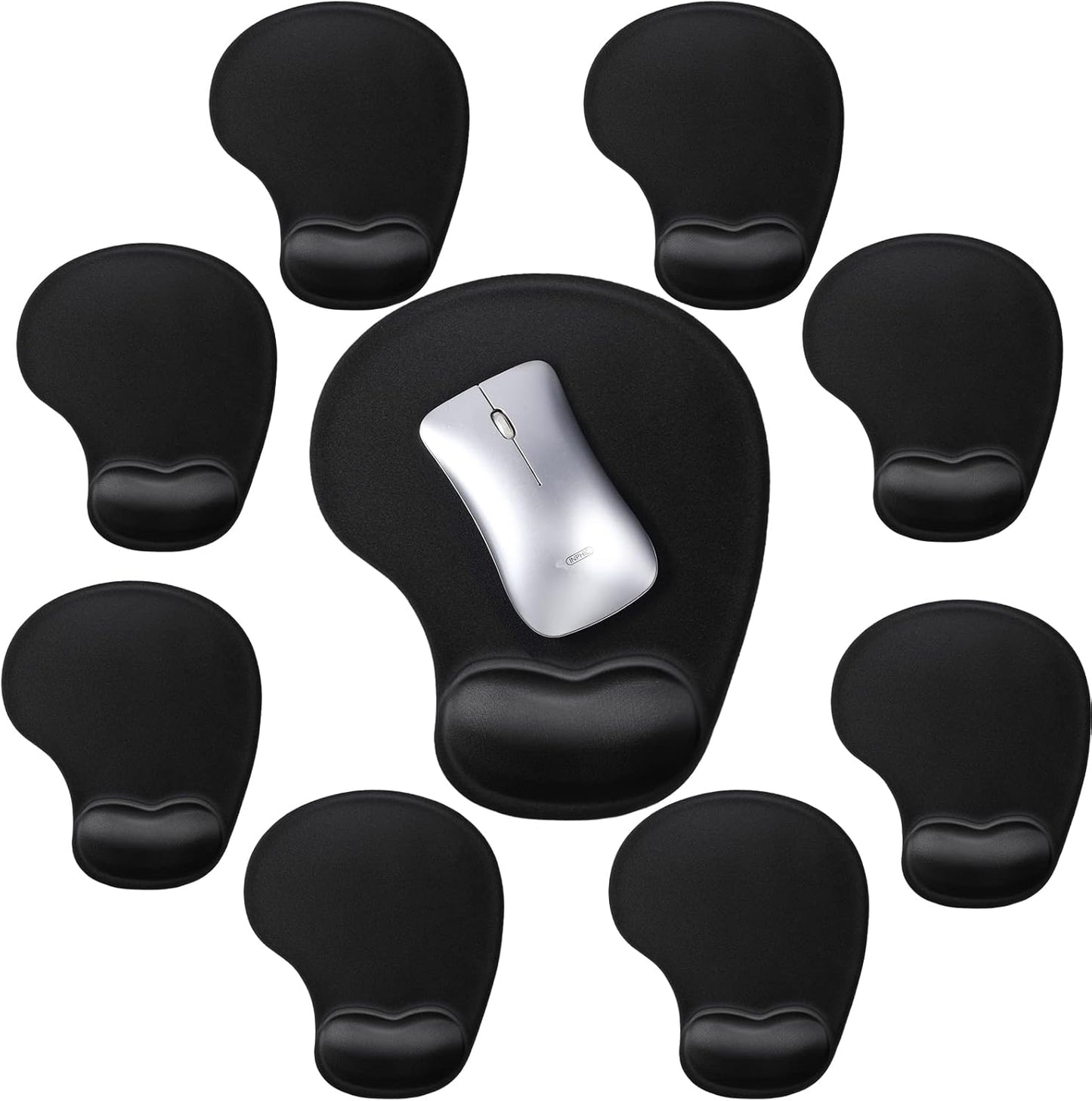 Flutesan 9 Pcs Ergonomic Mouse Pad with Gel Wrist Rest Memory Foam Comfortable Mousepad with Non-Slip PU Base for Pain Relief Computer Cafe Home Office Desk Accessories