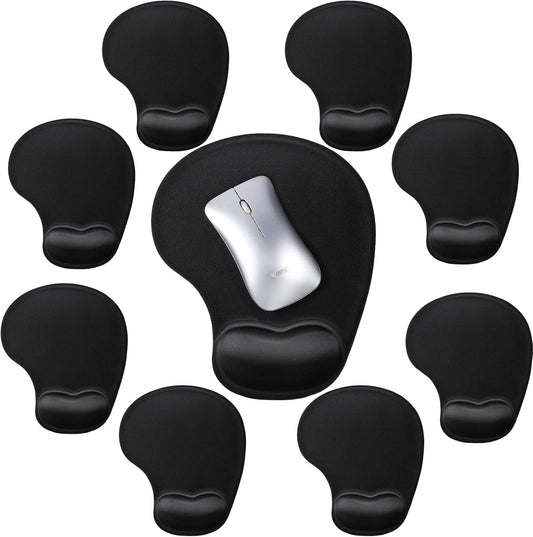 Flutesan 9 Pcs Ergonomic Mouse Pad with Gel Wrist Rest Memory Foam Comfortable Mousepad with Non-Slip PU Base for Pain Relief Computer Cafe Home Office Desk Accessories