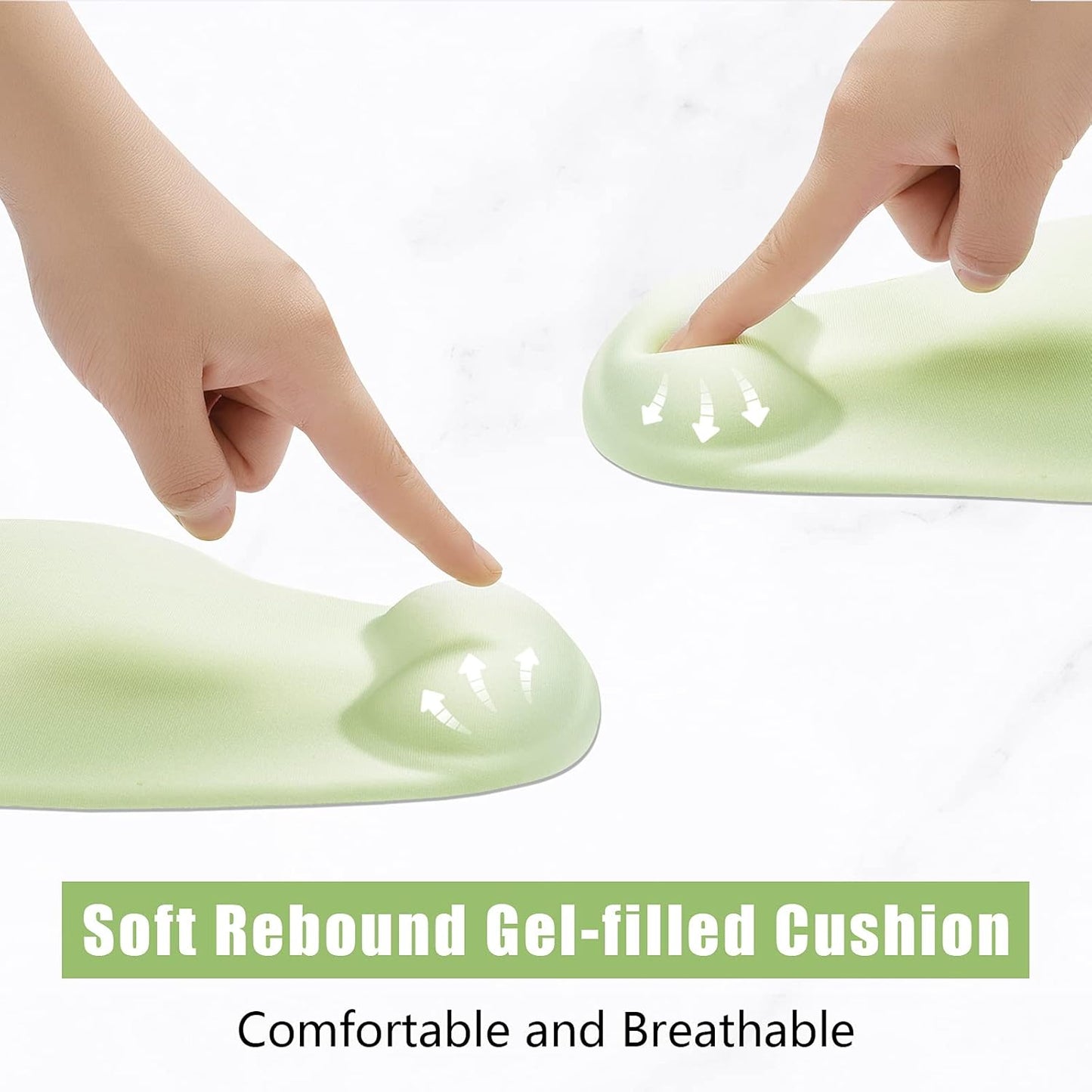 Hsurbtra Ergonomic Mouse Pad with Wrist Rest Support, Gel Mouse Pads with Non-Slip PU Base, Pain Relief Memory Foam Computer Mat, Cute Office Supplies Desk Decro Accessories, Lake Green