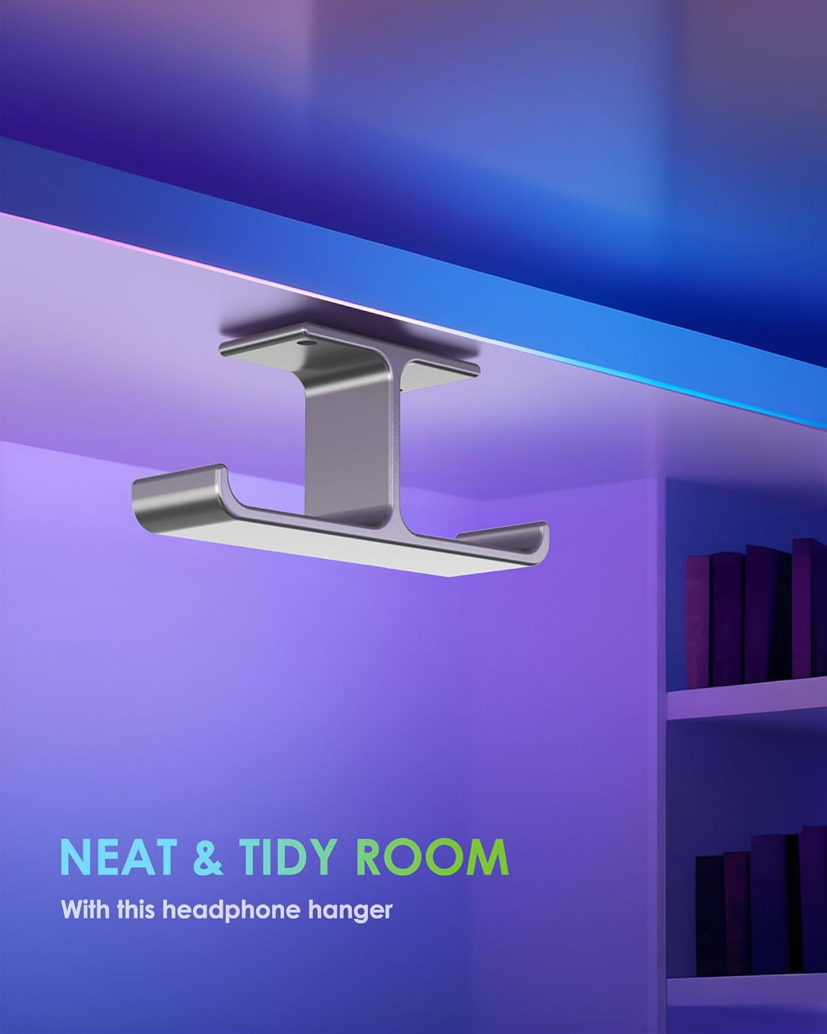 All Aluminum Headset Headphone Stand Hanger Under Desk Designed [Patented] Headphone Holder Hook by Strong Adhesive & Screws,PC Gaming Accessories Compatible with PC Gaming DJ Headsets,Silver