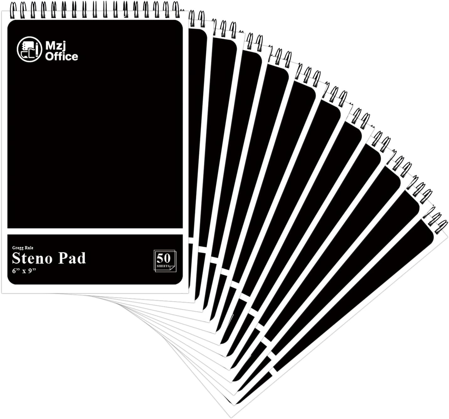Steno Pads Spiral 6x9 12 Pack | Steno Notebooks Top Spiral Notepad | Steno Notepad 50 Sheets Each | Gregg Ruled Spirals Notebook 6x9 | Notebooks for Work.