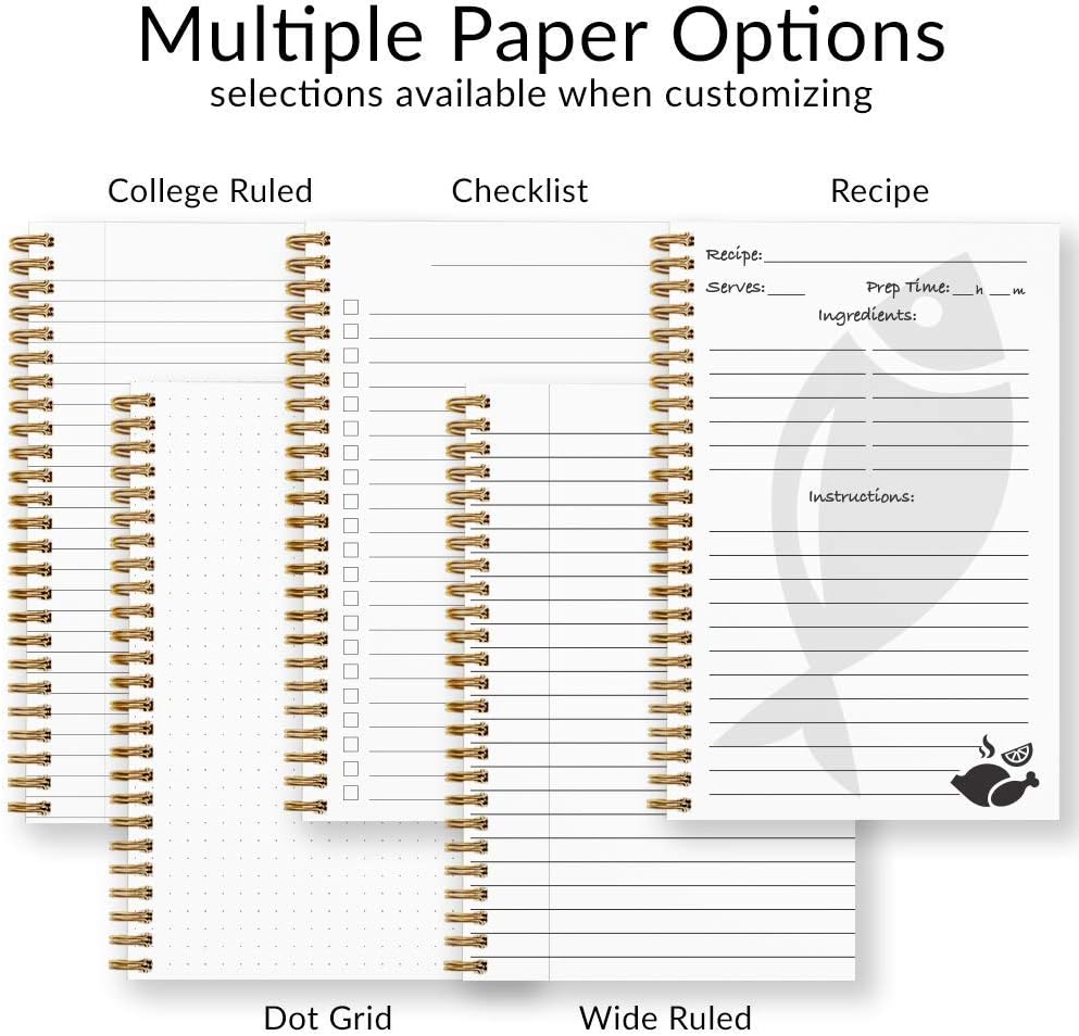 Gotcha Covered Notebooks Wonderfully Made Personalized Religious Notebook/Journal, Laminated Soft Cover, 120 pages of your selected paper, lay flat wire-o spiral. Size: 5.5” x 8.5”. Made in the USA