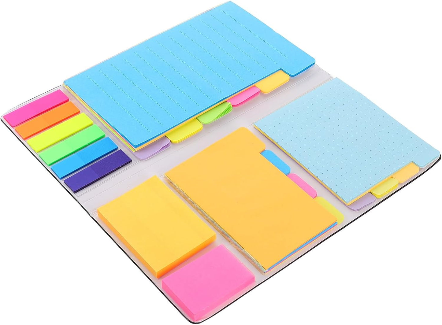 Combination Note Pad with Index Tabs Premium Paper Sticky Memo Pads for Office Study Home Organization Removable Planner Stickers for Prioritizing and Page Marking Black Cover