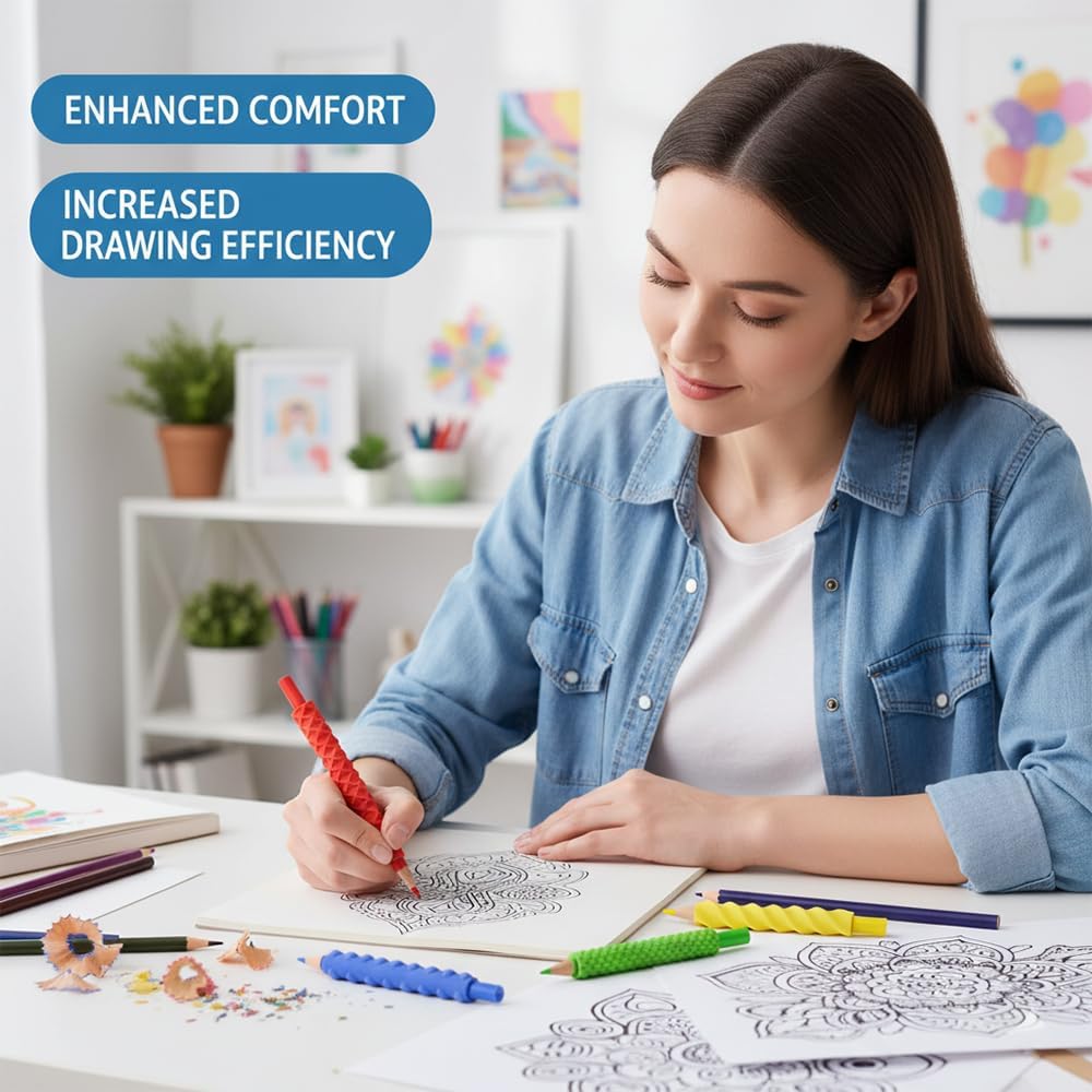 8-Pack Silicone Writing Aid, Candy Colors, Weighted Sensory Fidget Design for Drawing, Writing and Office Use,Ergonomic Pencil Grips.