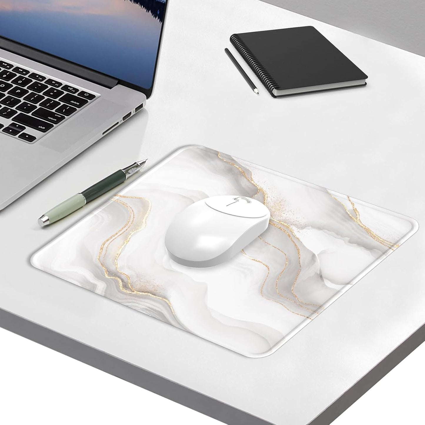 eulps Mouse Pad with Stitched Edge, Multiple Patterns Computer Mouse Pads with Non-Slip Rubber Base, Washable Cloth Mousepad, for Gaming, Laptop, PC (Ivory Gold)