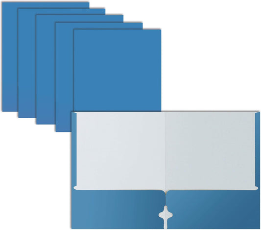 Better Office Products Two Pocket Portfolio Folders, 50-Pack, Light Blue, Letter Size Paper Folders, 50 Pieces, Lt. Blue