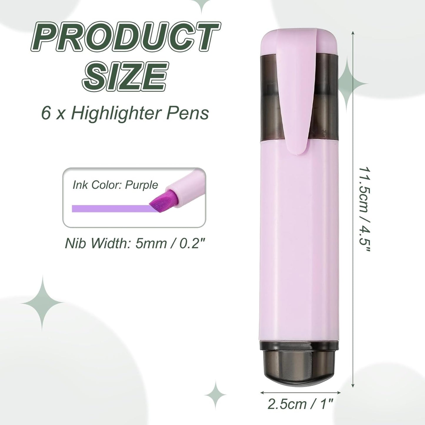 PATIKIL Cute Highlighters, 6 Pack no Bleeding High Lighters Colored Marker Pens Large Capacity Big Bulk Pastel for Office Supplies Books Journal Studying DIY Home, Purple