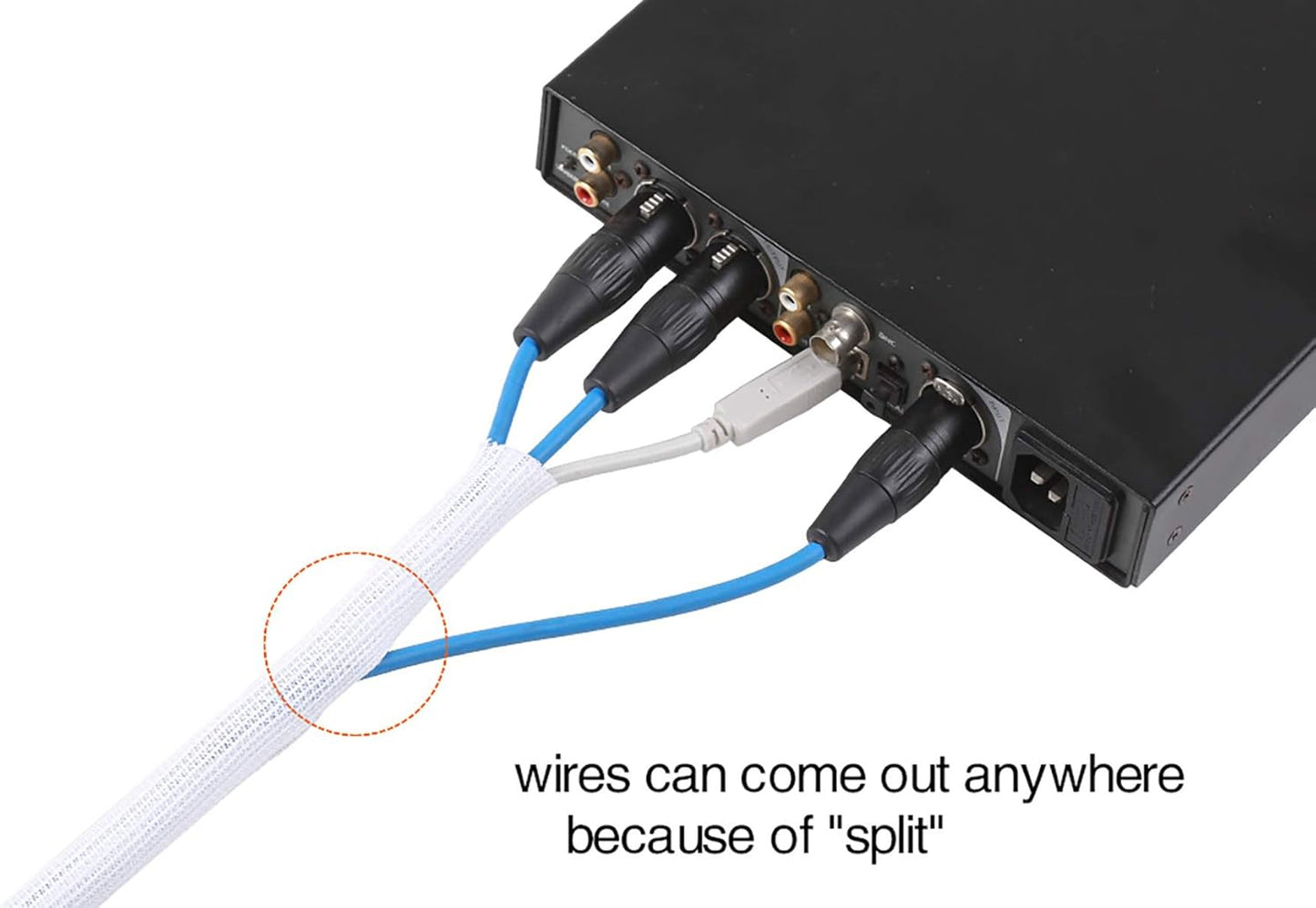 Alex Tech 25ft - 3/4 inch Cord Protector Wire Loom Tubing Cable Sleeve Split Sleeving for USB Cable Power Cord Audio Video Cable - Protect Cat from Chewing Cords - White