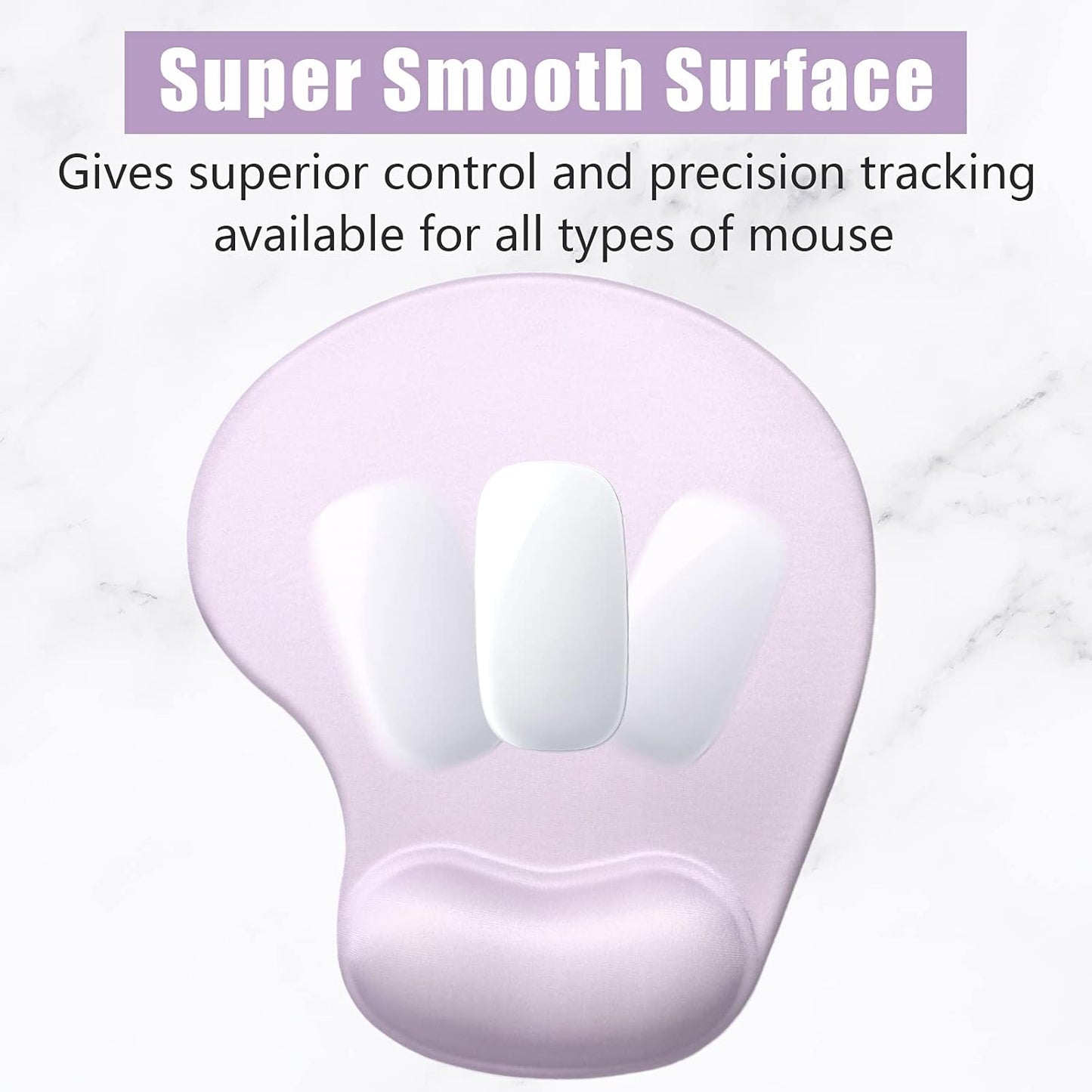 Hsurbtra Ergonomic Mouse Pad with Wrist Rest Support, Gel Mouse Pads with Non-Slip PU Base, Pain Relief Memory Foam Computer Mat, Cute Office Supplies Desk Decro Accessories, Vanilla Purple