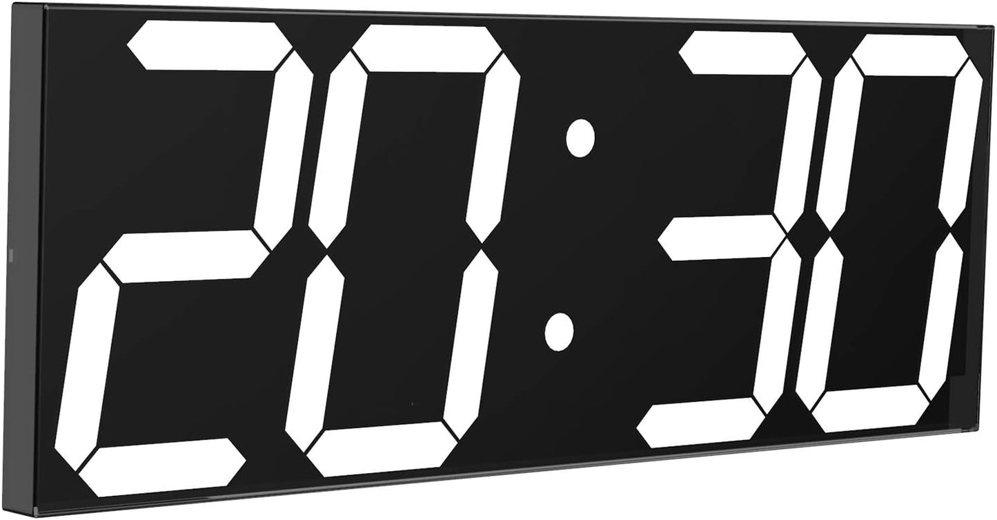 LED Large Digital Wall Clock, Oversize Wall Clock with 6” Numbers, Remote Control Count up/Countdown Timer Clock, Auto Dimmer, Big Calendar and Thermometer(White)