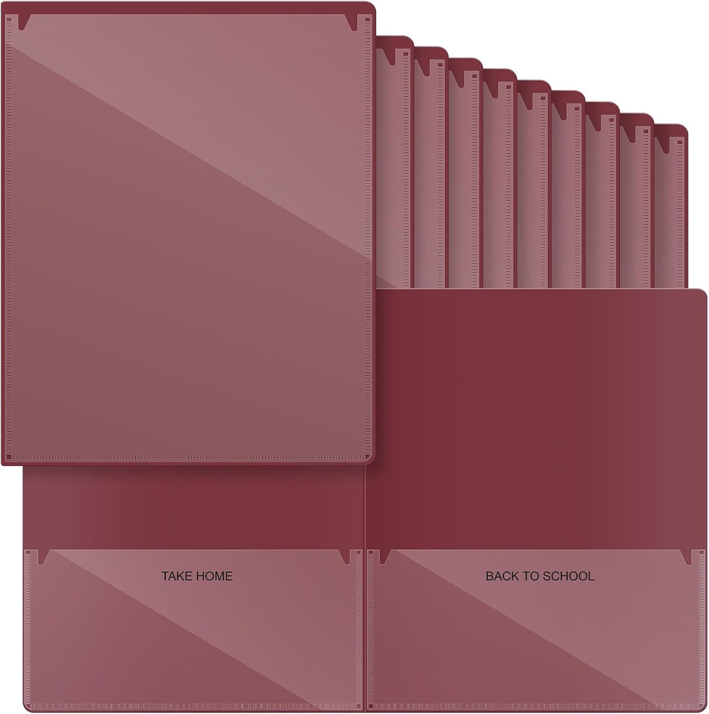 Henoyso 24 Pcs Folders with Pocket School to Home Folder Heavy Duty 2 Pocket Homework Folders with Clear Front Pockets for School Students Parent Teacher Communication (Maroon)