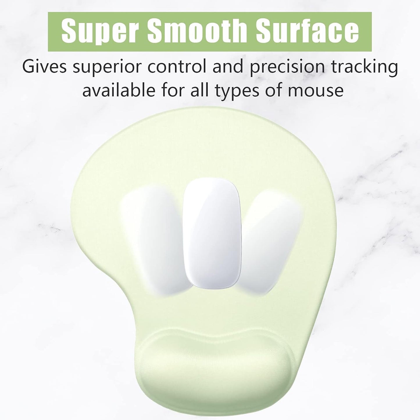 Hsurbtra Ergonomic Mouse Pad with Wrist Rest Support, Gel Mouse Pads with Non-Slip PU Base, Pain Relief Memory Foam Computer Mat, Cute Office Supplies Desk Decro Accessories, Lake Green