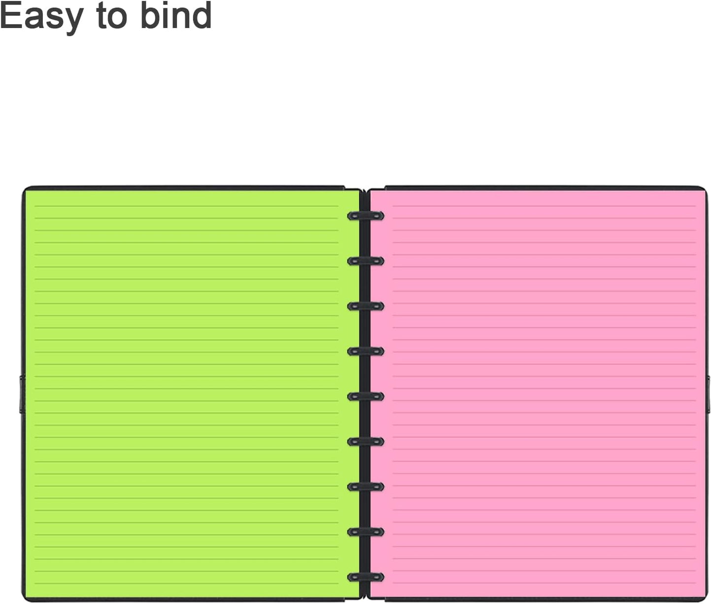 (2-Pack) 9 Disc Lined Refills for Happy Planner, 110 Gsm Loose-leaf Discbound Inserts, 5-Color (Per Color 40 Sheets/80 Pages) planner refills Paper, 200 Sheets/400 Pages, Classic Size 7 x 9.25 Inch