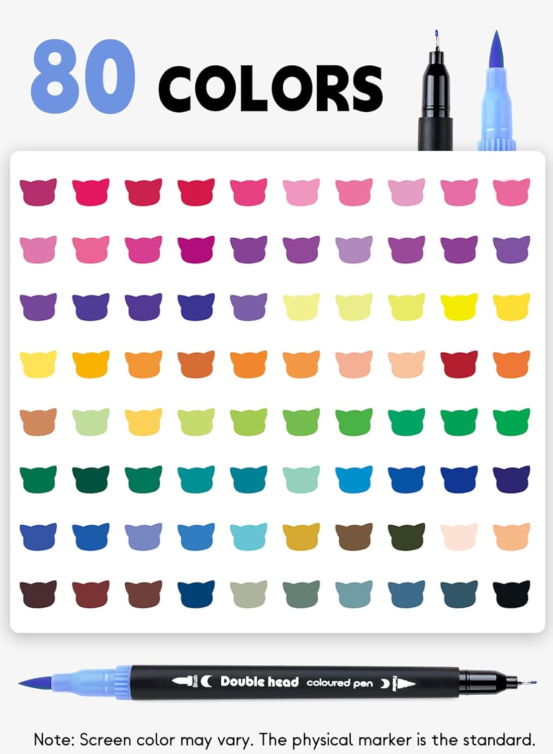 80 Colors Dual Tip Brush Pens, Fine Felt Tip and Brush Tips Colored Pens for Adults, Coloring Markers for Coloring Book Bullet Journaling Note Taking Hand Lettering
