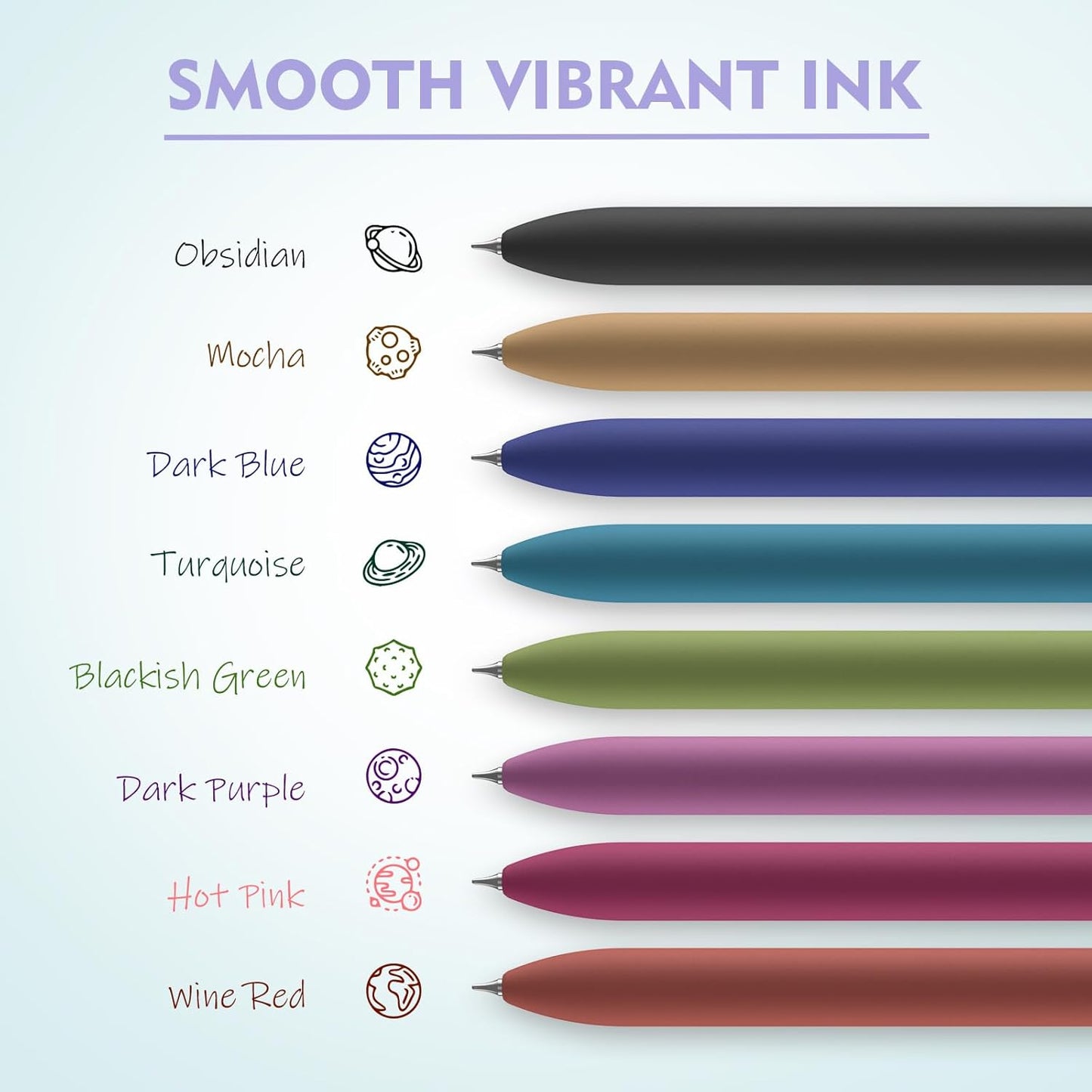 8 Pack Colorful Gel Ink Pens，Quick-Dry 0.7mm Fine Point Fidget Pens for Smooth Writing, Journaling & Drawing, Aesthetic Vintage Color Pens for Women, School & Office Supplies (Vintage Colors)