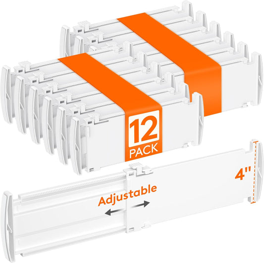 Lifewit 4" High 12 Pack Drawer Dividers, 10.5-16.5" Drawer Divider for Clothes, Adjustable Dresser Drawer Organizers, Plastic Drawers Separators for Clothes, Bedroom, Bathroom, Kitchen, Closet