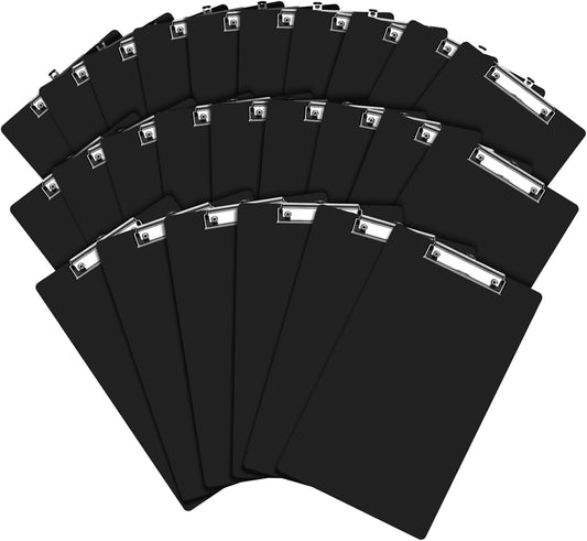 Legal Size Clipboard, 8.5 x 14 Black Plastic Long Clip Board with Low Profile Clip, 9 x 15 in, Suitable for Legal Lawers and Business, Office Supply(Pack of 25)