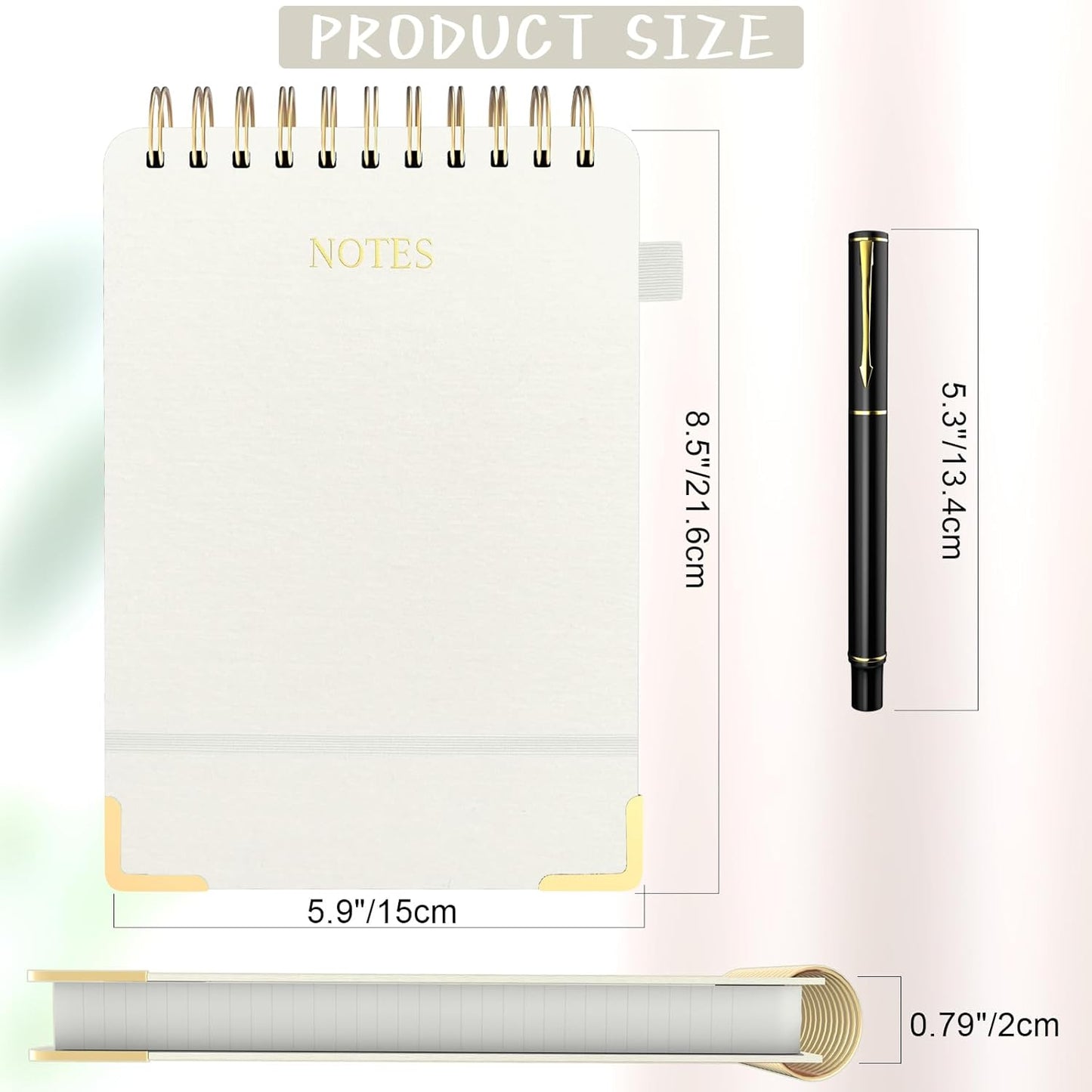 Aesthetic Top Spiral Notebook, A5 Linen Hardcover Top Bound Steno Pads, 240 Pages 100gsm Thick Lined Paper Left Handed Notebook Journal for Work, School, Church Writing - Beige, 5.9" x 8.5"