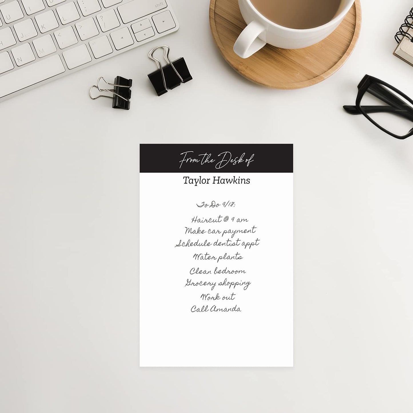 from The Desk of Personalized 4" x 6" Sticky Note Pads/Modern Set of 3 Custom Pads / 50 Sticky Sheets Per Pad/Customized Note Pads Made in The USA