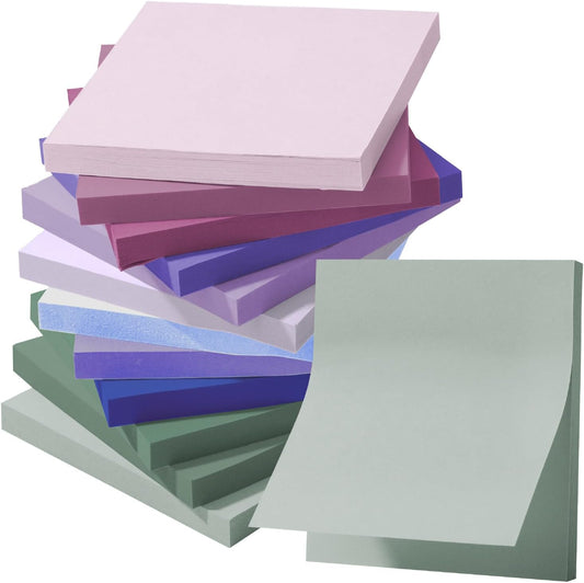 Mr. Pen- Colorful Sticky Notes, 3”x3”, 12 Pads, Mute Colors Sticky Notes Bulk, Self-Stick Note Pads