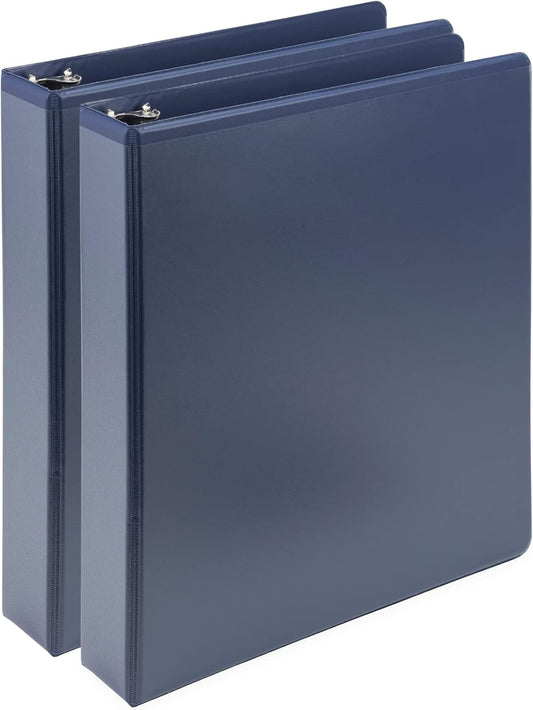 Samsill Plant-Based 1.5 Inch Durable D-Ring, Made in USA, View Binder, Eco-Friendly, USDA Certified Biobased, 2 Pack, Indigo Blue