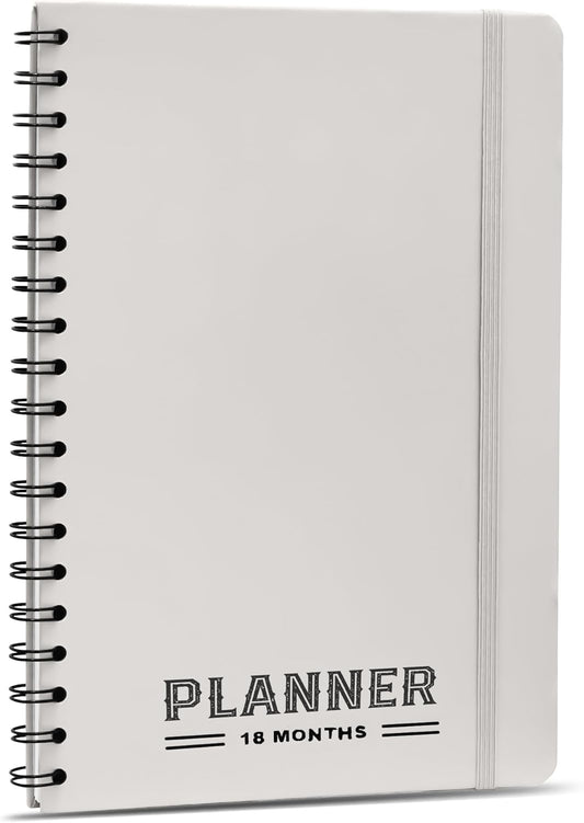 Undated Monthly Planner - 18 Month Calendar Planner Book for School, Office and Home - Simplified Hardcover Blank Planners for Goals, Tasks and Dates - B5 Beige