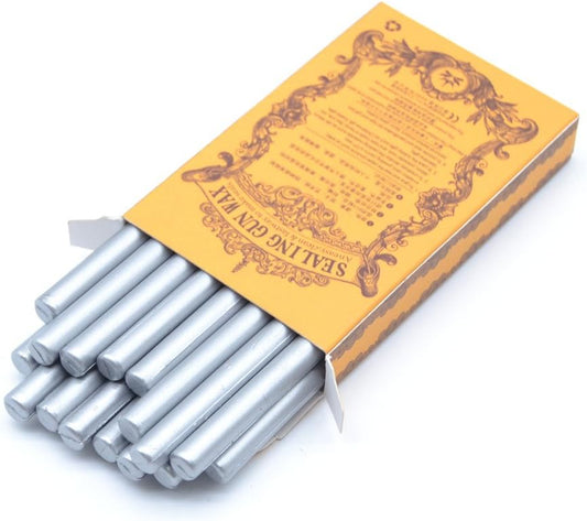 Silver Wax Seal Sticks for Wedding Invitations, Small Glue Gun Sealing Wax 16pcs / Box