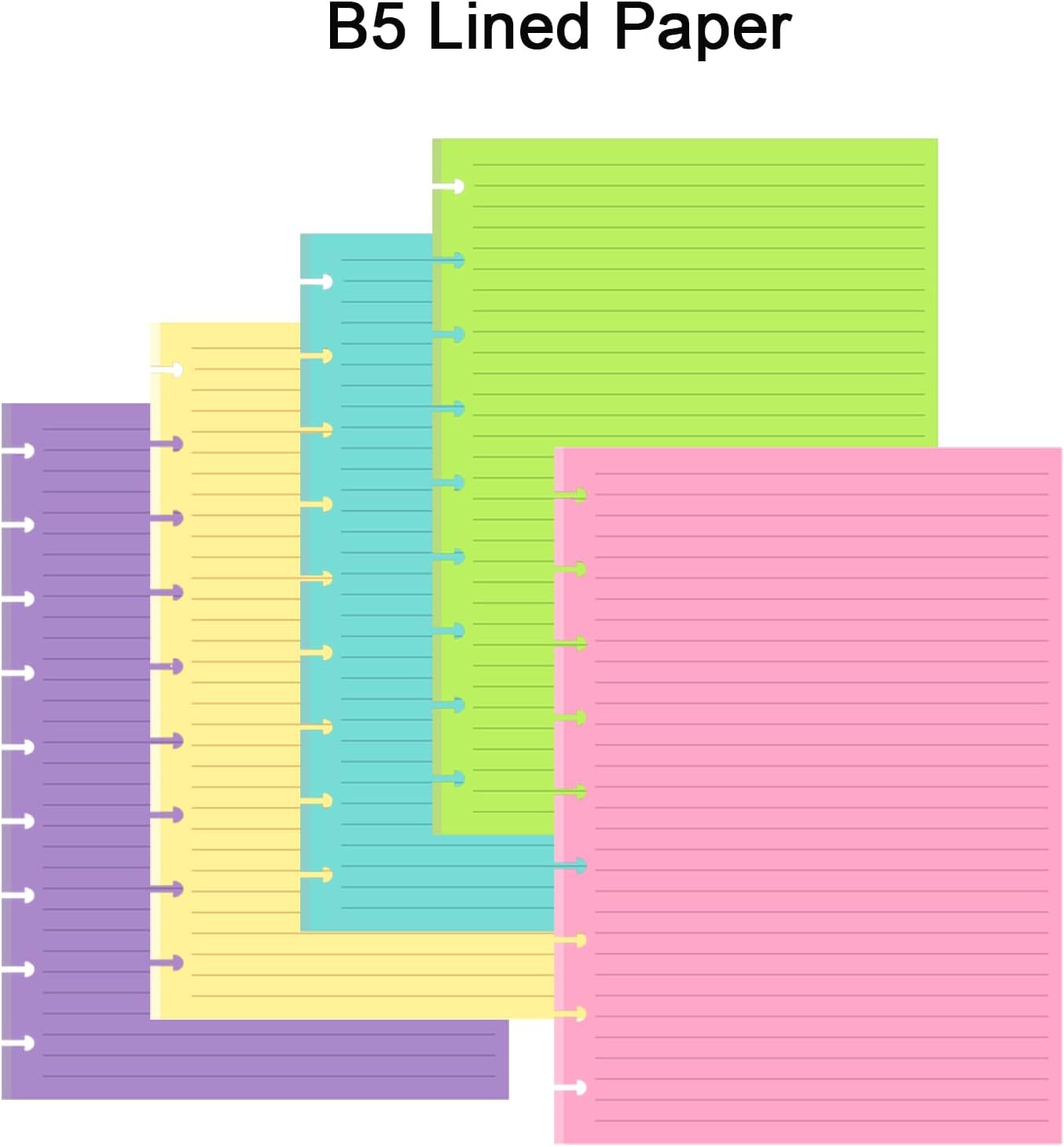 (2-Pack) 9 Disc Lined Refills for Happy Planner, 110 Gsm Loose-leaf Discbound Inserts, 5-Color (Per Color 40 Sheets/80 Pages) planner refills Paper, 200 Sheets/400 Pages, Classic Size 7 x 9.25 Inch
