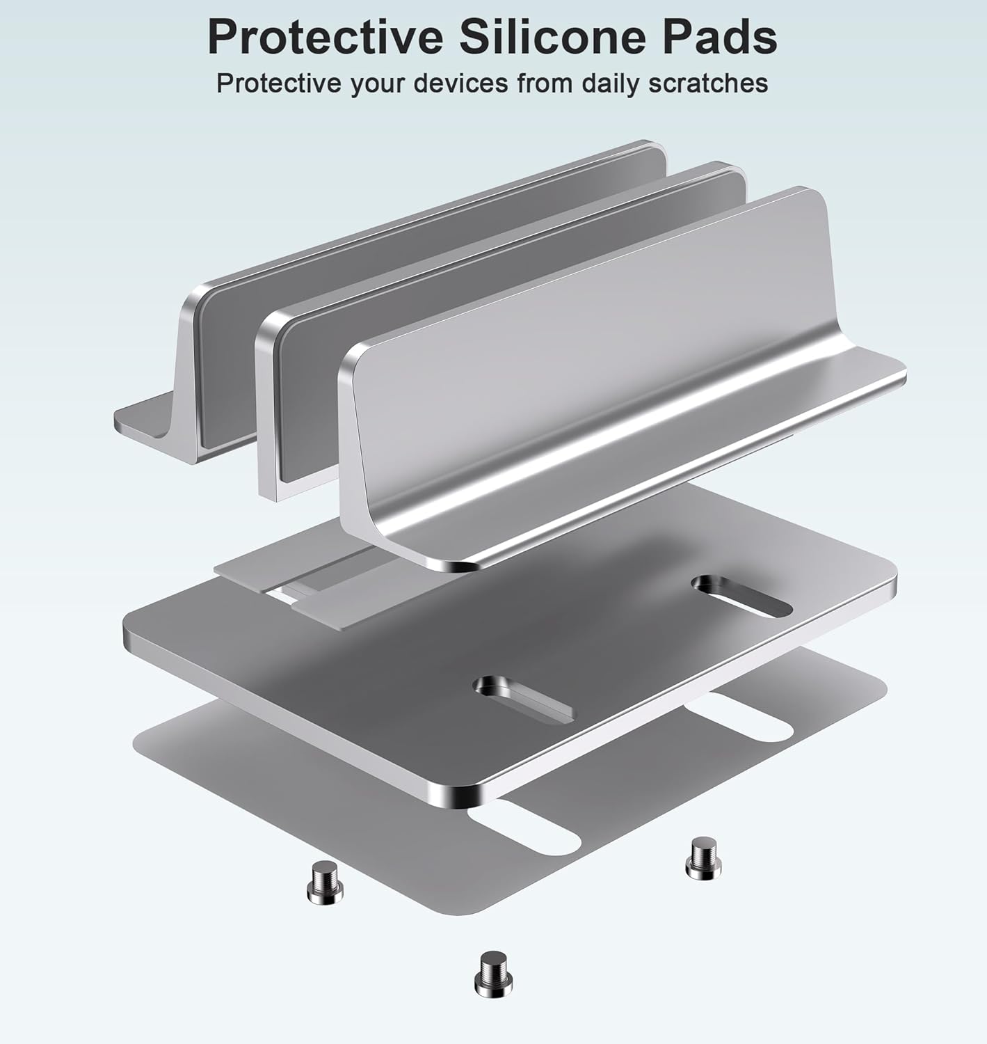 Vertical Laptop Stand, Adjustable 2 Slot Aluminum Desktop Holde(Up to 17.3 inch), Fits All MacBook/Microsoft Surface/HP/Dell/ChromeBook/iPad and Gaming Laptops (Grey)