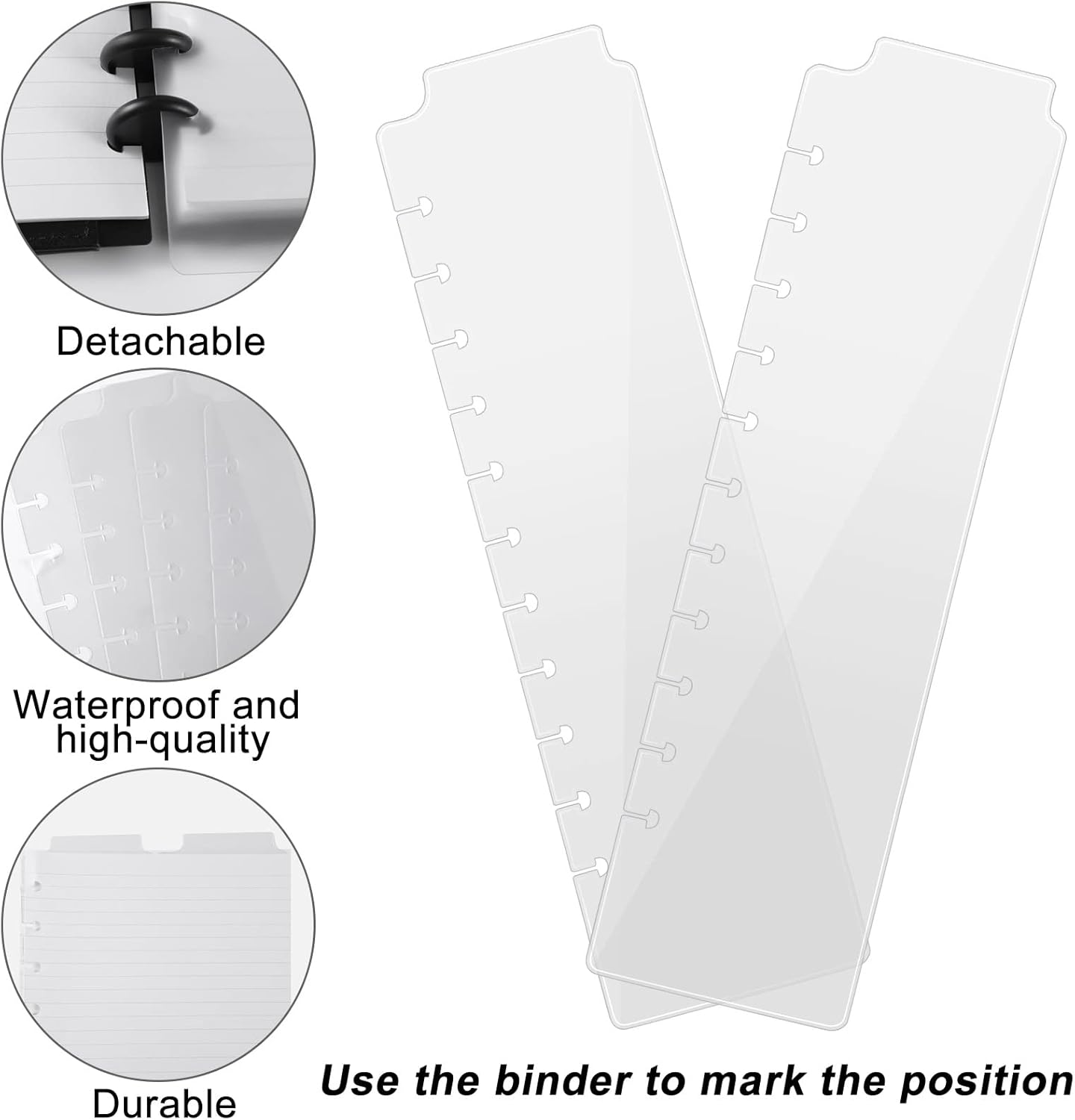 Affrolling12 Tab Discbound Dividers Classic 11 Discs Classic Planners 11 Inch Dashboard Semi-Transparent Blank Top Index Dividers Disc Bound Planner Supplies for Discbound Notebooks Office