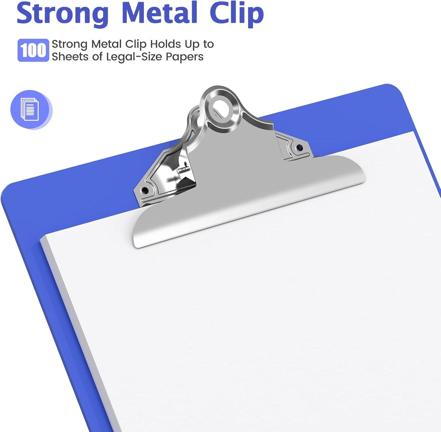 Legal Size Clipboard, Blues Plastic 8.5 x 14 Clip Board for Lawers, Heavy Duty Butterfly Clip, 9 x 15 in, Office & School Supply(Pack of 10)