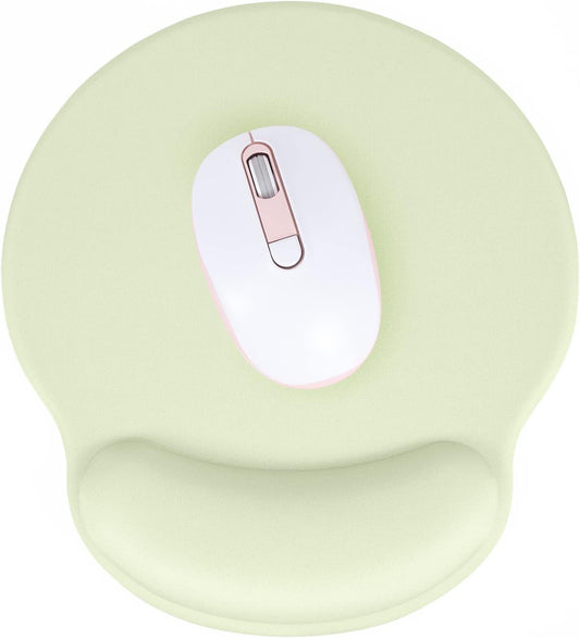 Hsurbtra Ergonomic Mouse Pad with Wrist Rest Support, Gel Mouse Pads with Non-Slip PU Base, Pain Relief Memory Foam Computer Mat, Cute Office Supplies Desk Decro Accessories, Lake Green