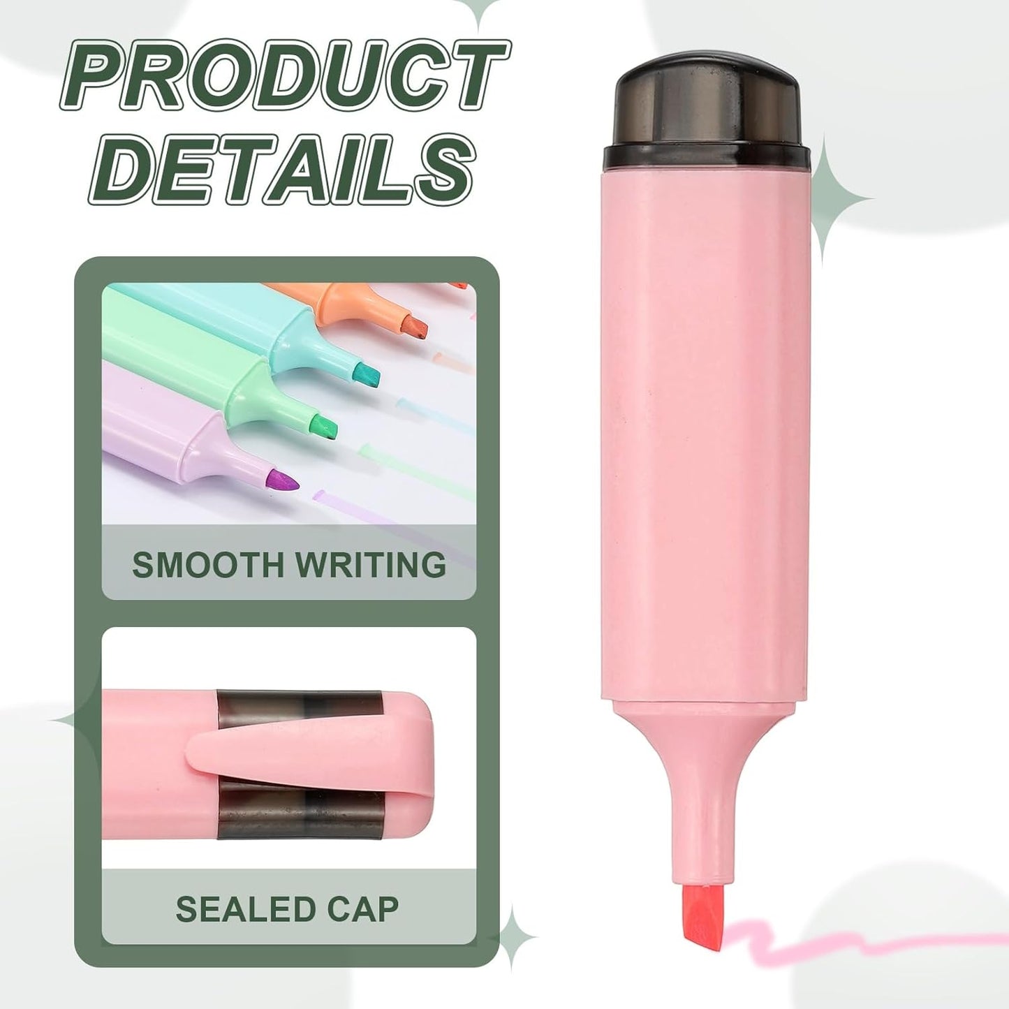 PATIKIL Cute Highlighters, 3 Pack no Bleeding High Lighters Colored Marker Pens Large Capacity Big Bulk Pastel for Office Supplies Books Journal Studying DIY Home, Pink