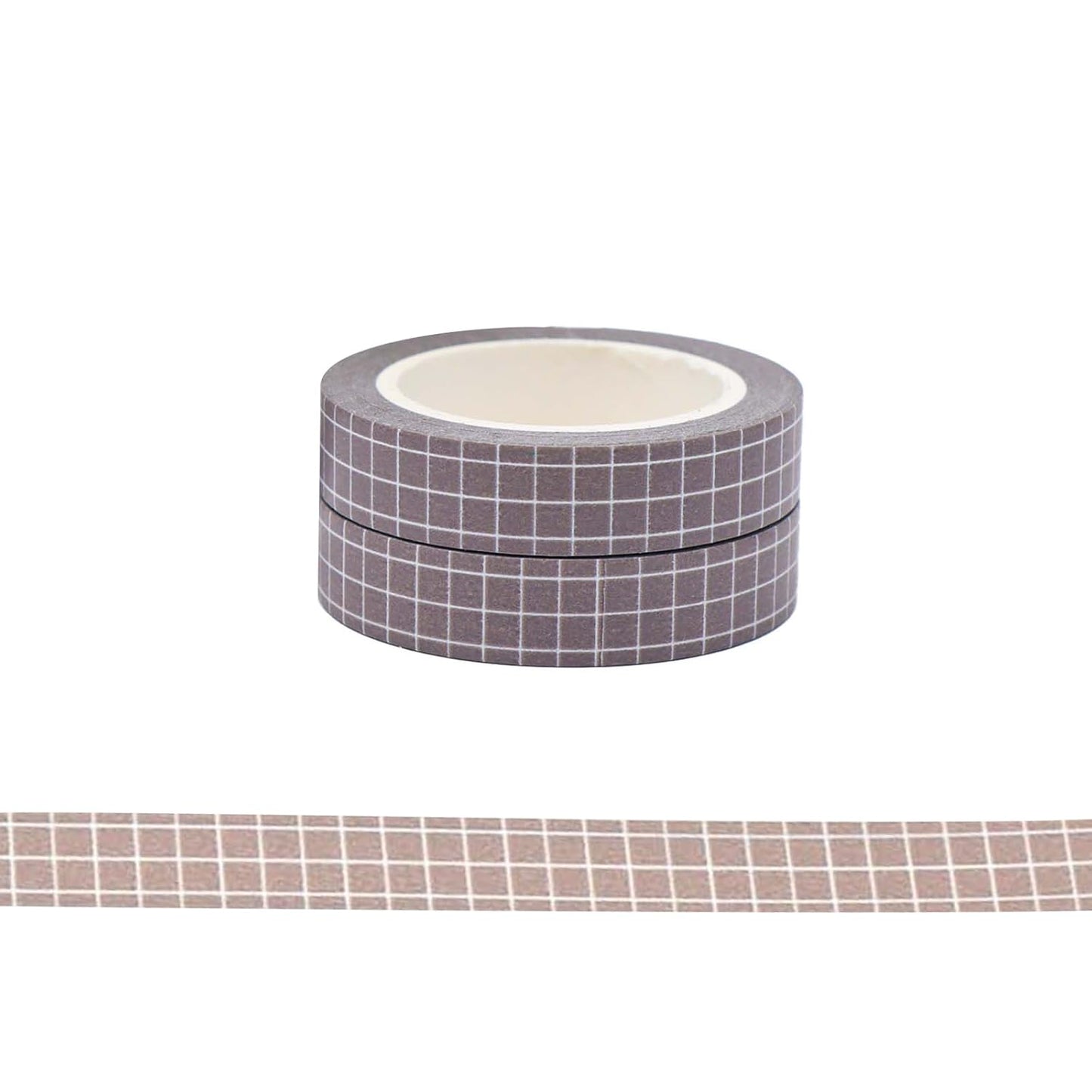 NatSumeBasics 2 Brown Grid Washi Tapes 0.4" x 32ft Adhesive Masking Tapes Decorative DIY Scrapbooking Decor Planners Crafts Supplies Gift Wrapping (Brown)
