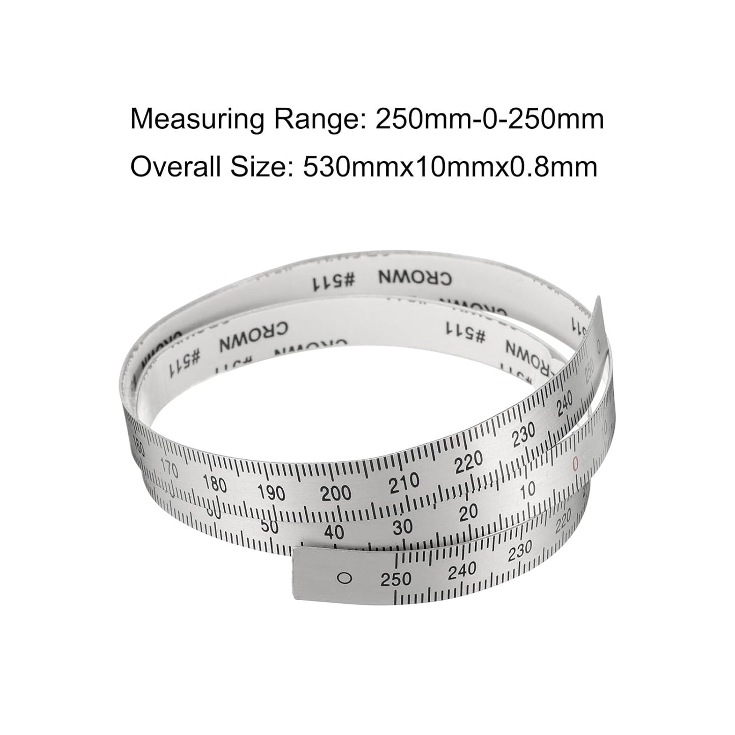 uxcell 4pcs Self Adhesive Measuring Tape 250mm-0-250mm Table Sticky Center Finding Ruler Aluminum Track Tape Measure with Holes, (Start from The Middle)