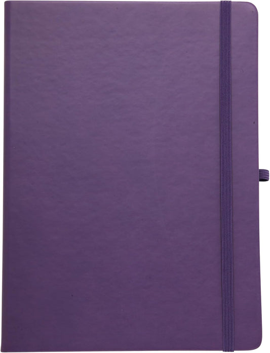 Eccolo Hardbound Writing Journal, Cool Jazz, 192 Pages of Cream Lined Paper with Elastic Band Closure, Lay Flat Design, Interior Gusset Pocket and Double Bookmarks (Eggplant, 7.25-x-9.6 Inches)