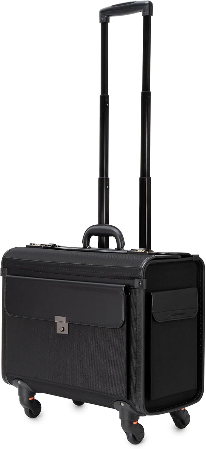 Alpine Swiss Wheeled Briefcase | Rolling Briefcase Locking Telescopic Handle 4 Replaceable Wheels | Pilot Lawyer Litigator Attache Case | 17” Laptop Compartment | Dual Combo Locks | Organizer Pockets