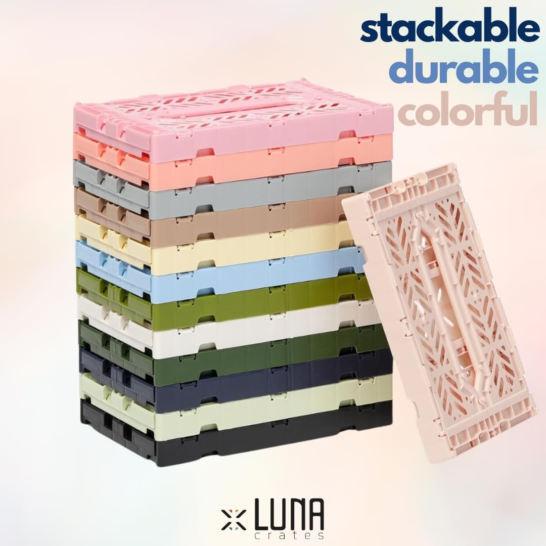 Collapsible Storage Box, Foldable Crate Organizer Bin with Handle, Stackable Crates for Home Organization (Black-Sand-Gray, 4L - 3-Pack)