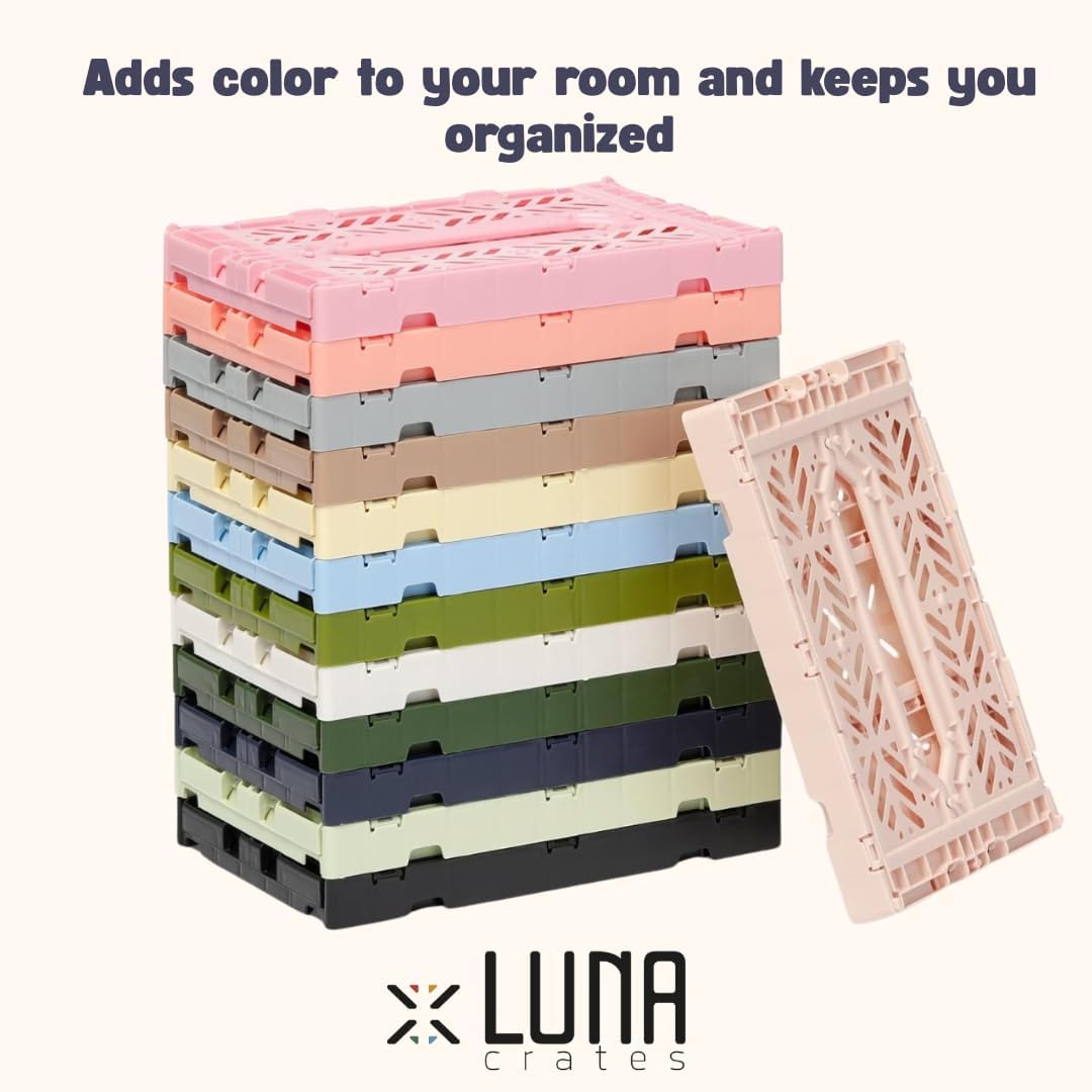 Collapsible Storage Box, Foldable Crate Organizer Bin with Handle, Stackable Crates for Home Organization