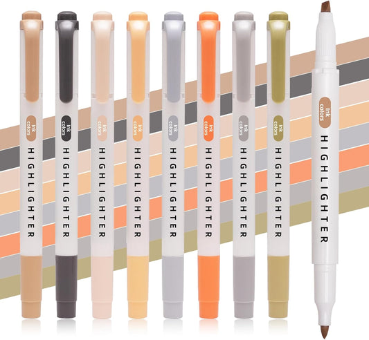 Pastel Highlighters Set, 8 Pack Highlighters Assorted Colors, Bible Highlighter No Bleed, Quick Dry Dual Tip Unique Retro Colors Highlighter Markers for Bible Journals Planners Books Notes