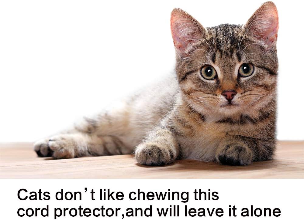 Alex Tech 10ft - 1 inch Cord Protector Wire Loom Tubing Cable Sleeve Split Sleeving For USB Cable Power Cord Audio Video Cable – Protect Cat From Chewing Cords - Blackred