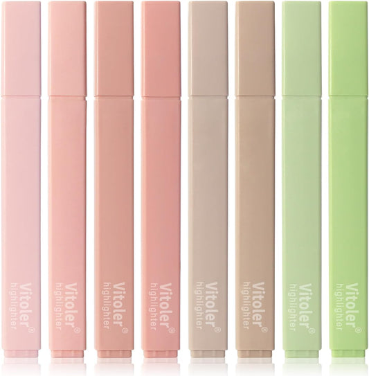 Vitoler Highlighters Assorted Colors,8pcs No Bleed Bible Chisel Tip Highlighters,Aesthetic High lighters for Office Supplies