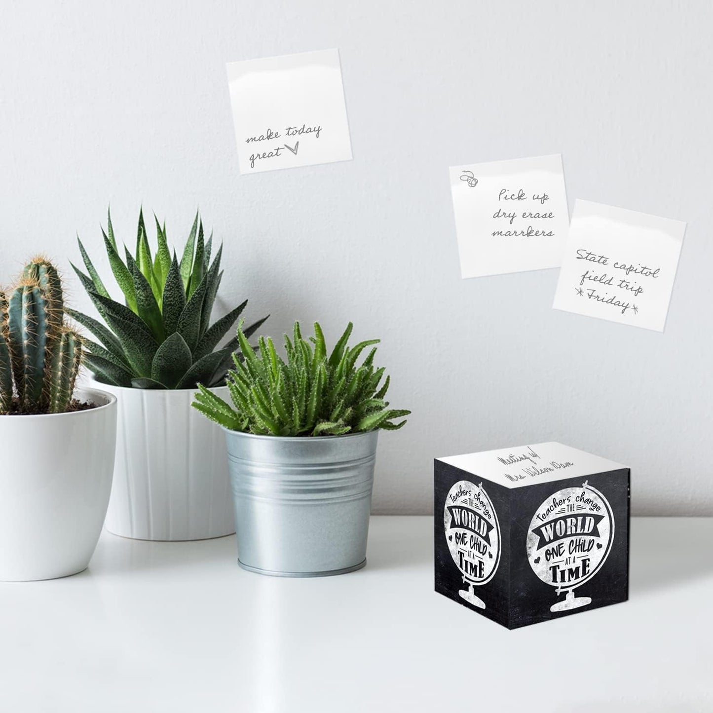 Inspirational Teacher Sticky Note Cube / 600 Sheets / 2.75" Memo Block Printed on 4 Sides/Educator Empowering Messages/Made in USA