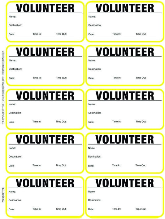 The Spoiled Office Visitor Sign in Book with 500 3"x2" Peel Off Carbonless Visitor Badges, Made in USA – Spiral Log Book for Schools, Manufacturing Plants, and Political Offices — Yellow Volunteer