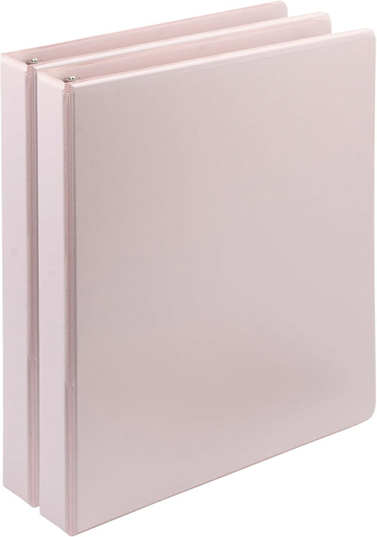 Samsill Plant-Based 1 Inch Durable D-Ring, Made in USA, View Binder, Eco-Friendly, USDA Certified Biobased, 2 Pack, Rose