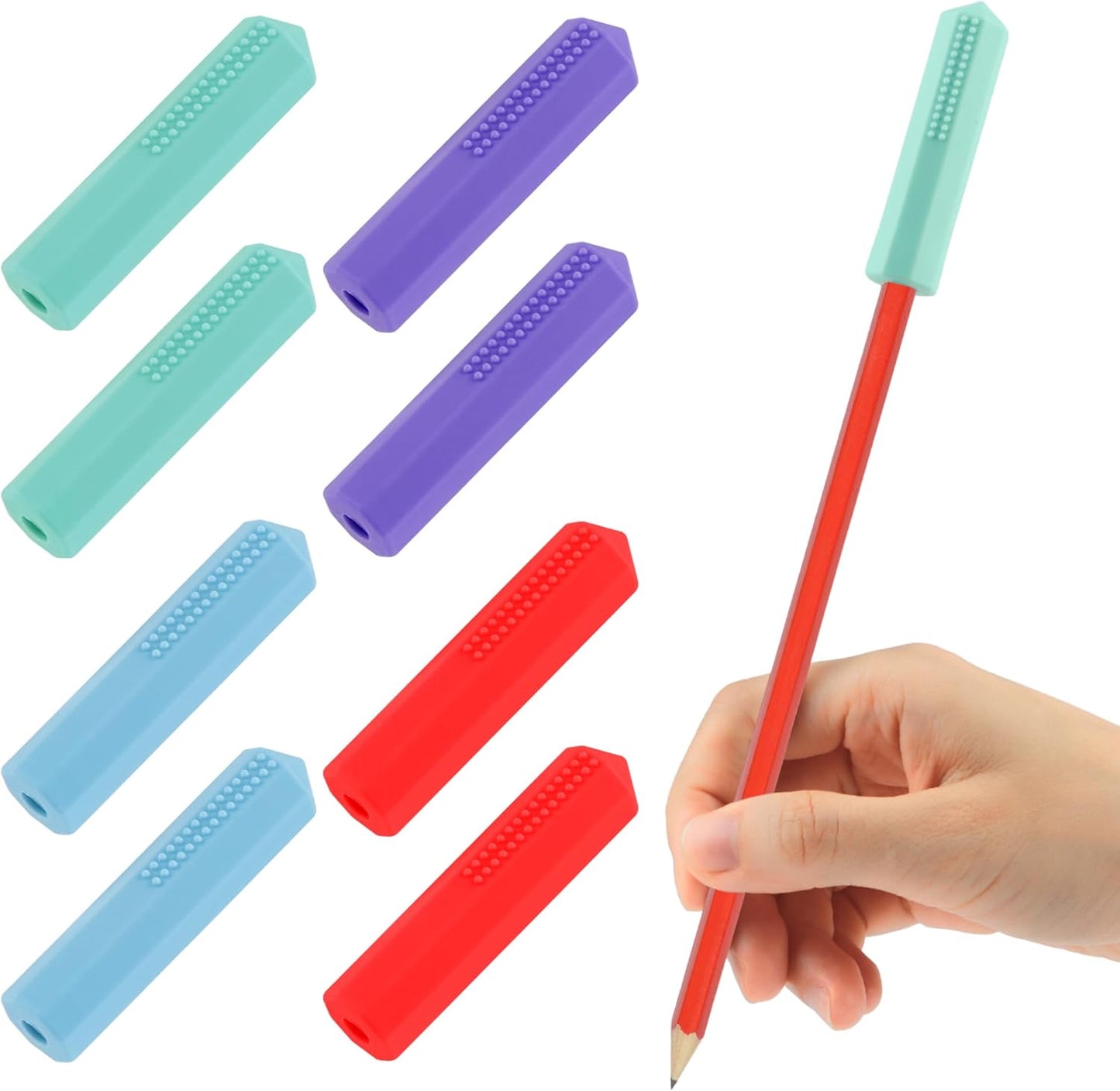 Sensory Pencil Topper, Silicone Pencil Covers for ADHD, SPD, Oral Motor Stimulation, Reduce Fidgeting, 8 Packs