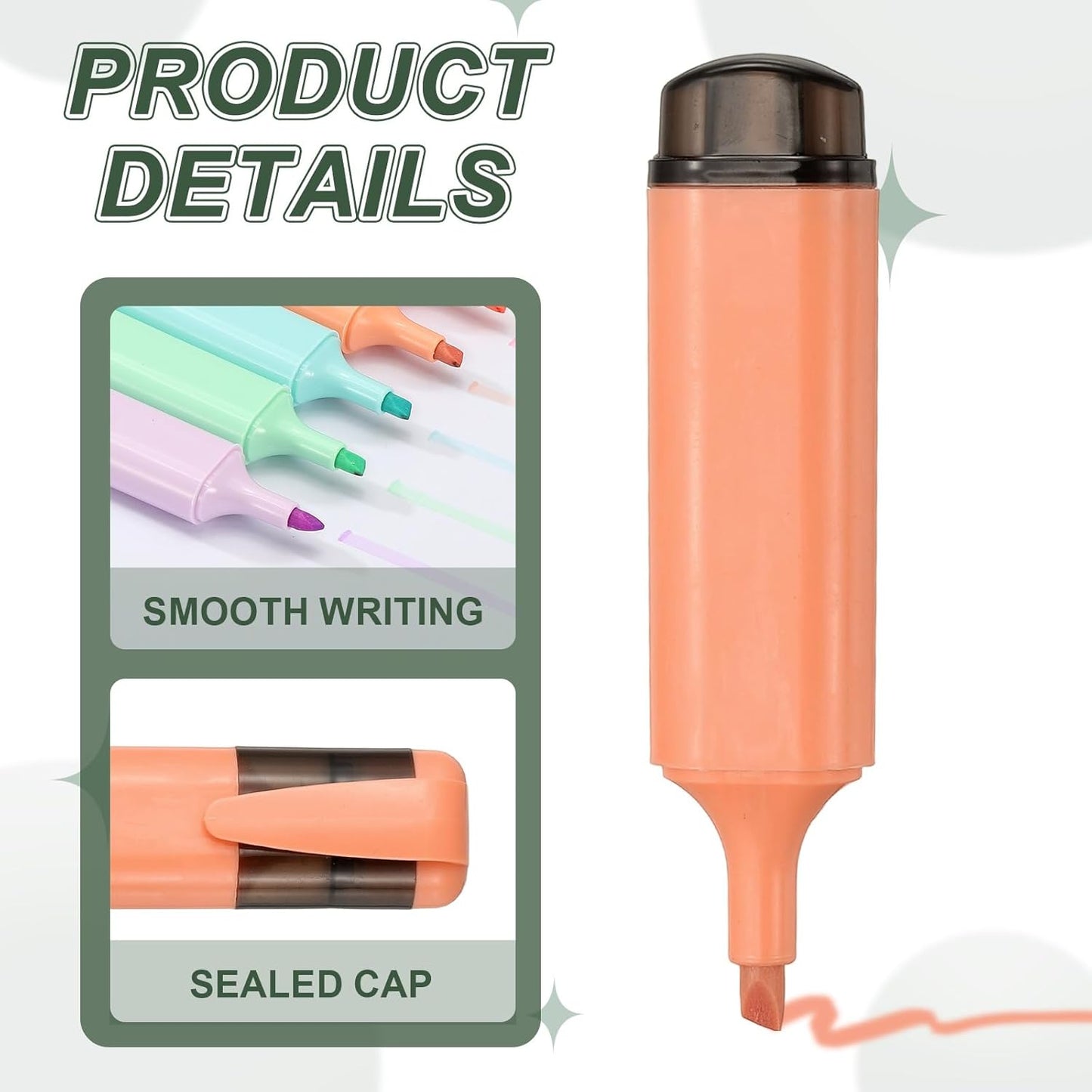 PATIKIL Cute Highlighters, 6 Pack no Bleeding High Lighters Colored Marker Pens Large Capacity Big Bulk Pastel for Office Supplies Books Journal Studying DIY Home, Orange